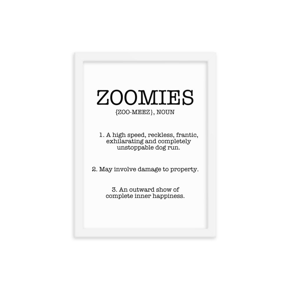 Zoomies Definition Framed Poster