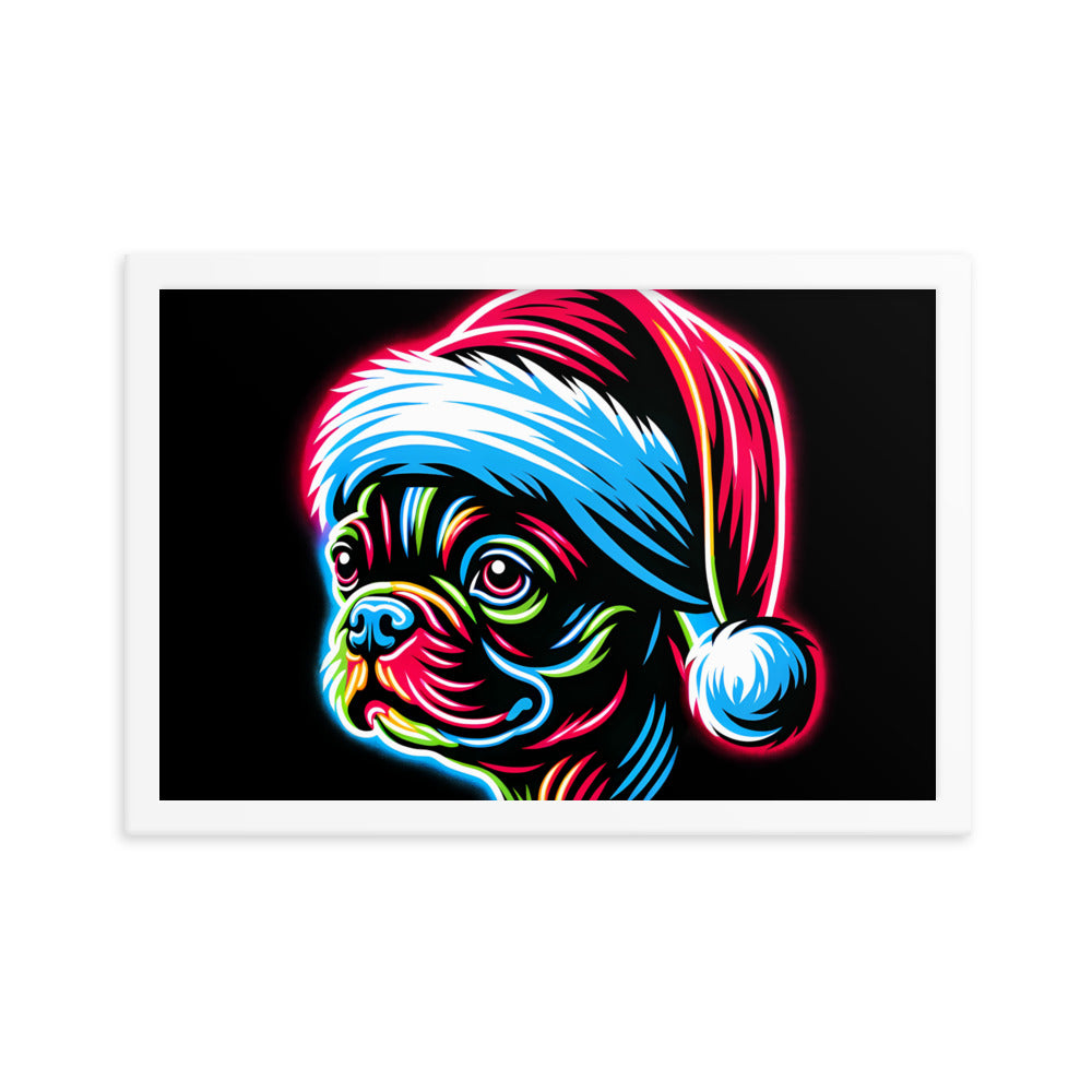 Bright Boston Holiday - Santa Pup Style Framed Poster