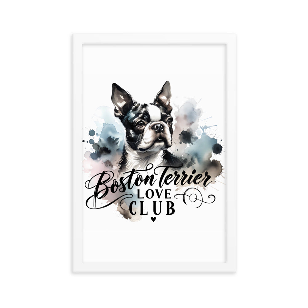 Elegant Watercolor Boston Terrier Art Framed Poster - Boston Terrier Love Club