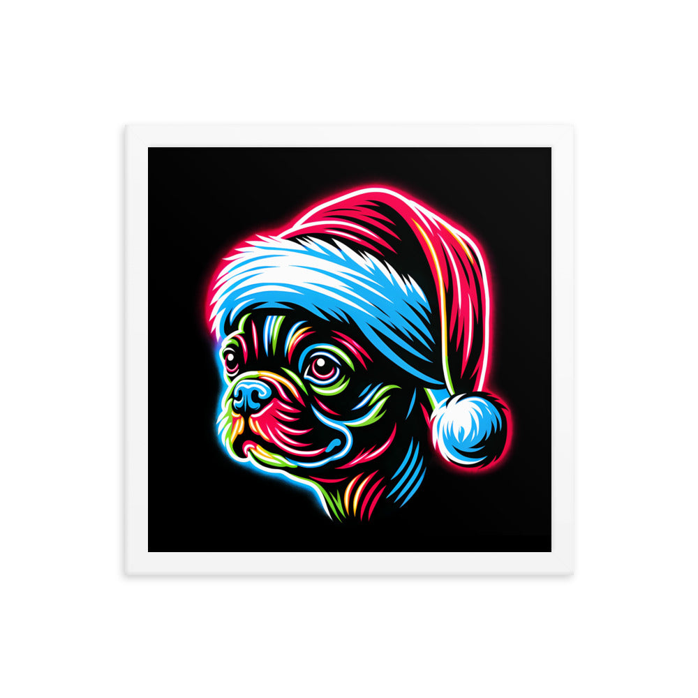 Bright Boston Holiday - Santa Pup Style Framed Poster