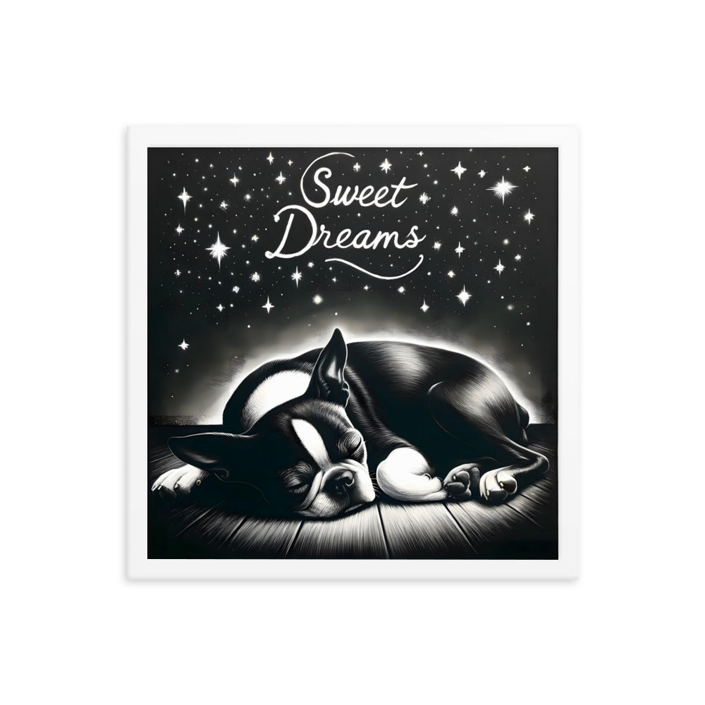 Sweet Dreams Boston Terrier Pup Framed Poster