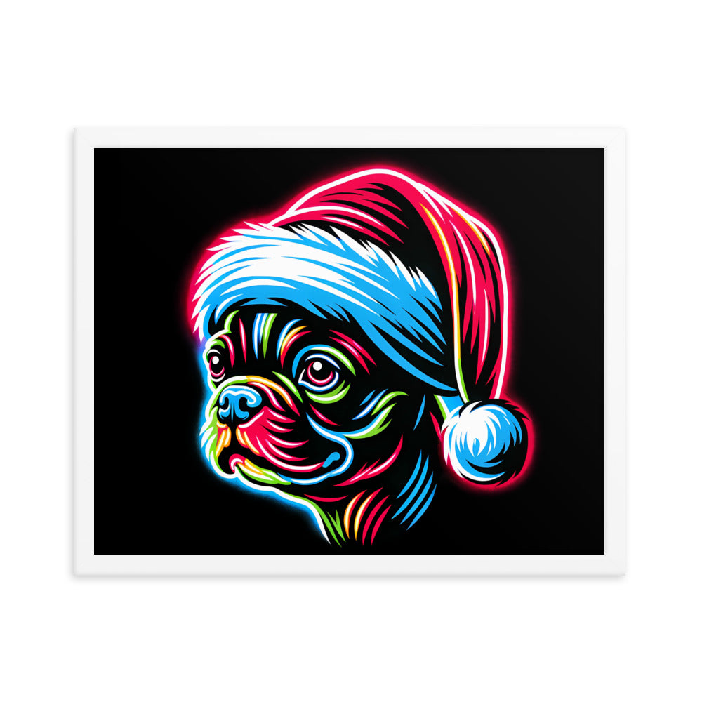 Bright Boston Holiday - Santa Pup Style Framed Poster