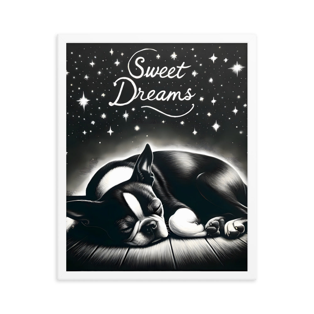 Sweet Dreams Boston Terrier Pup Framed Poster