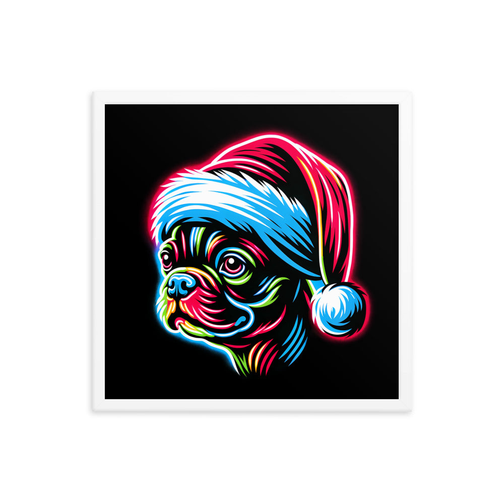 Bright Boston Holiday - Santa Pup Style Framed Poster