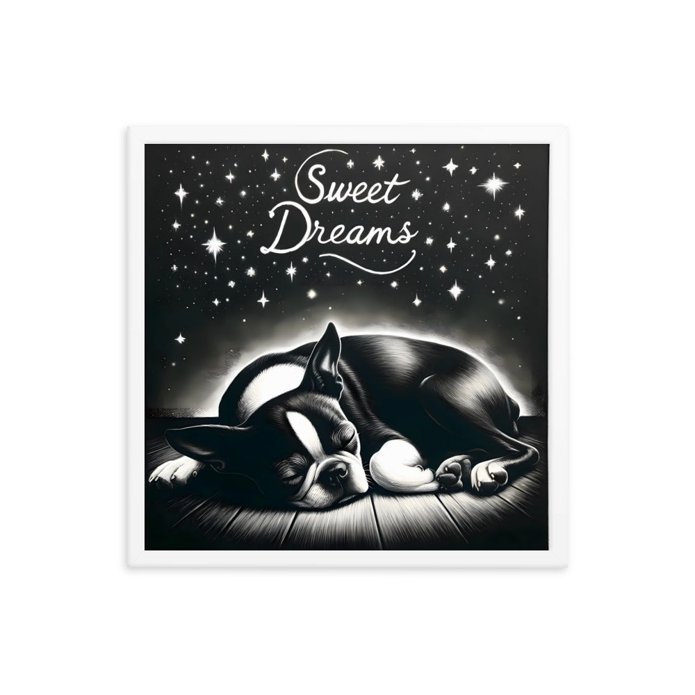 Sweet Dreams Boston Terrier Pup Framed Poster