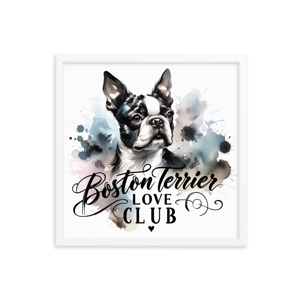 Elegant Watercolor Boston Terrier Art Framed Poster - Boston Terrier Love Club