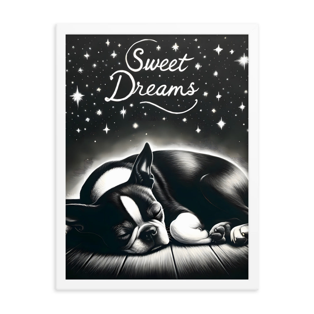 Sweet Dreams Boston Terrier Pup Framed Poster