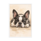 Watercolor Boston Terrier Dog Art Print Framed Poster . White 24″×36″