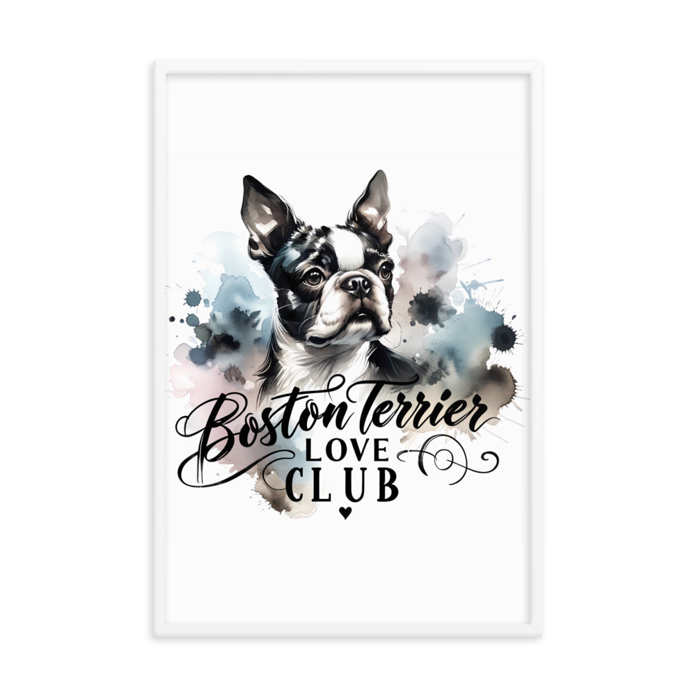 Elegant Watercolor Boston Terrier Art Framed Poster - Boston Terrier Love Club