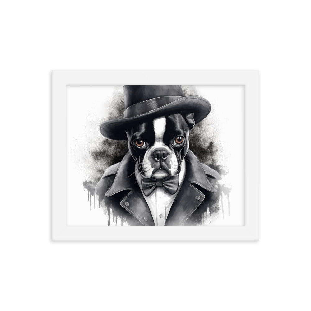 Boston Terrier Gentleman on Framed Poster