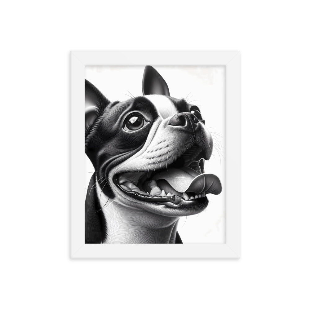 Overjoyed Boston Terrier Dog Framed Poster