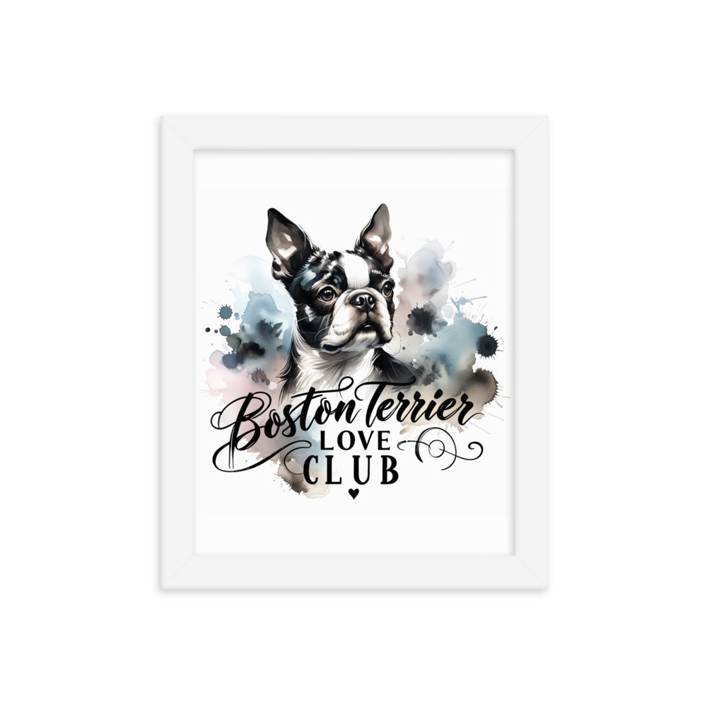 Elegant Watercolor Boston Terrier Art Framed Poster - Boston Terrier Love Club