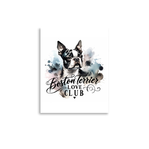 Elegant Watercolor Boston Terrier Art Poster - Boston Terrier Love Club