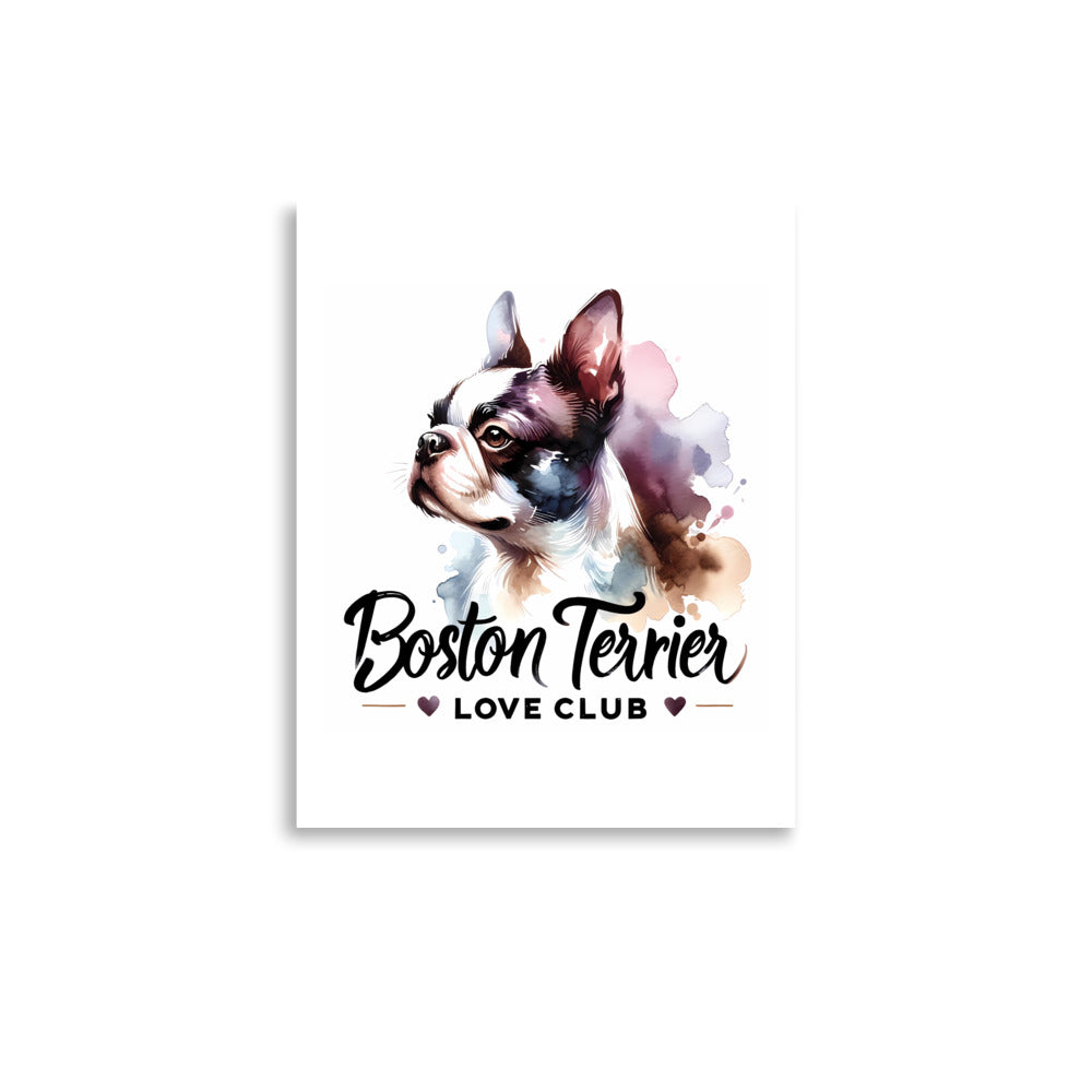 Boston Terrier Love Club - Elegant Watercolor Boston Terrier Art Poster