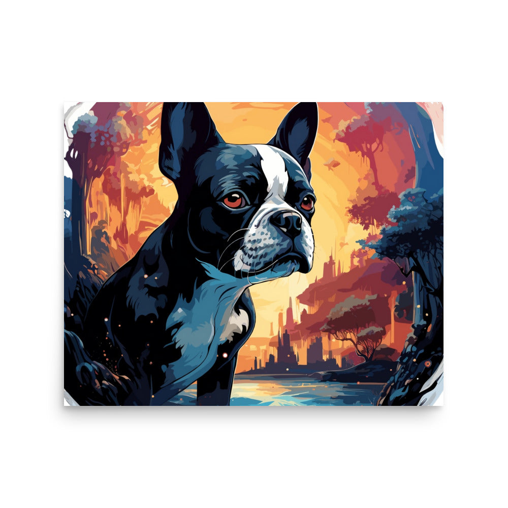 Artistic Representation Of A Boston Terrier In A Surreal Place Poster