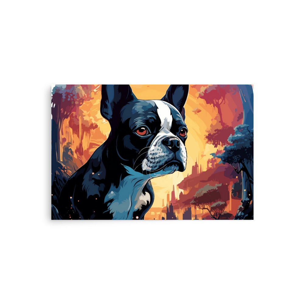 Artistic Representation Of A Boston Terrier In A Surreal Place Poster