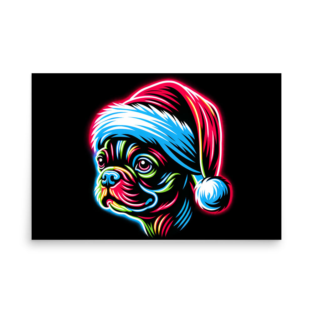 Bright Boston Holiday - Santa Pup Style Poster