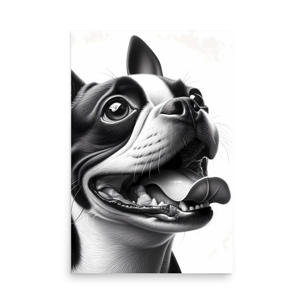 Overjoyed Boston Terrier Dog Poster