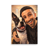 Custom Caricature Dog And Owner Portrait Poster . 24″×36″