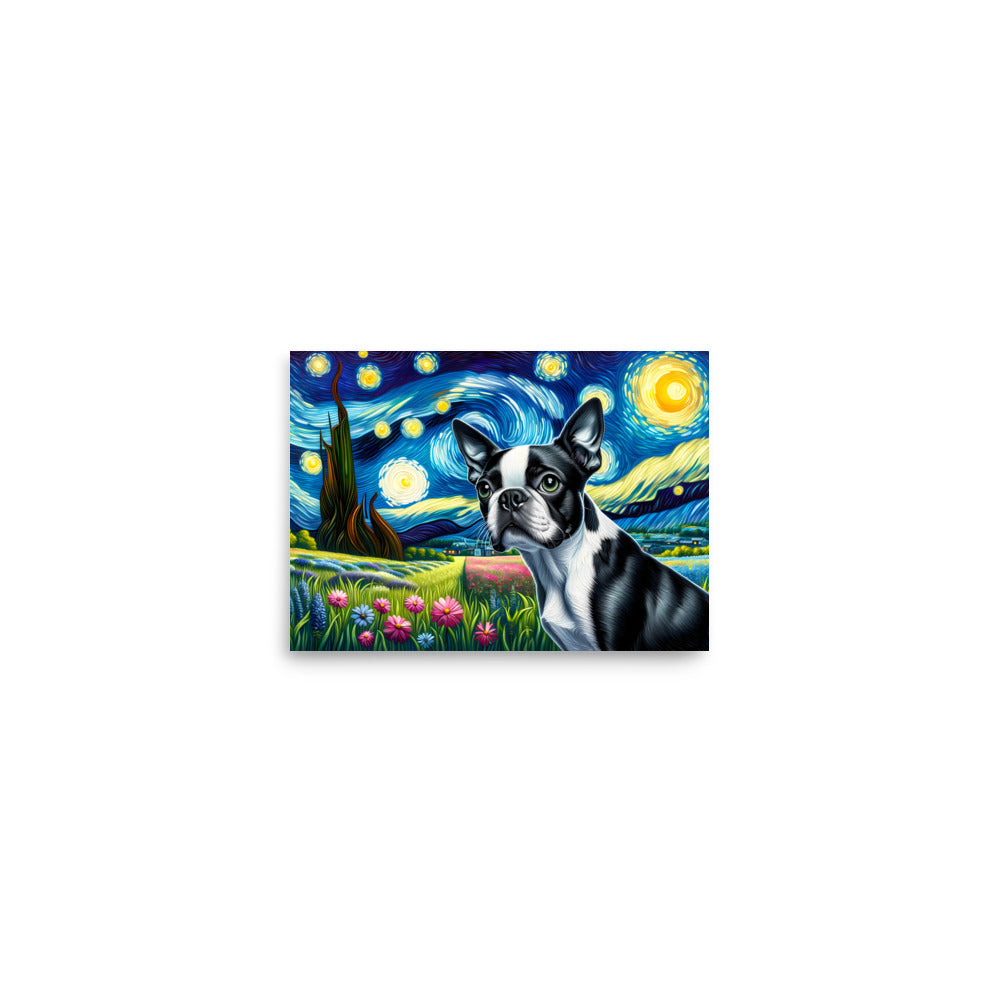 Starry Night - Boston Terrier Dog Poster