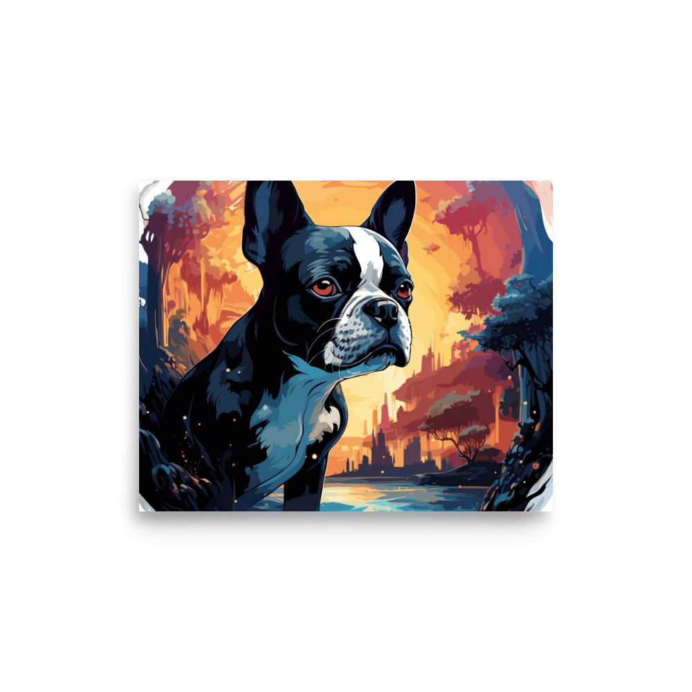 Artistic Representation Of A Boston Terrier In A Surreal Place Poster