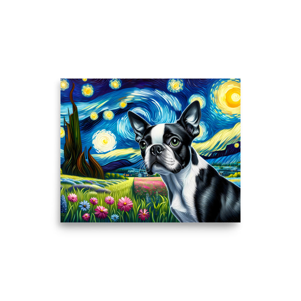 Starry Night - Boston Terrier Dog Poster
