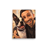 Custom Caricature Dog And Owner Portrait Poster . 8″×10″