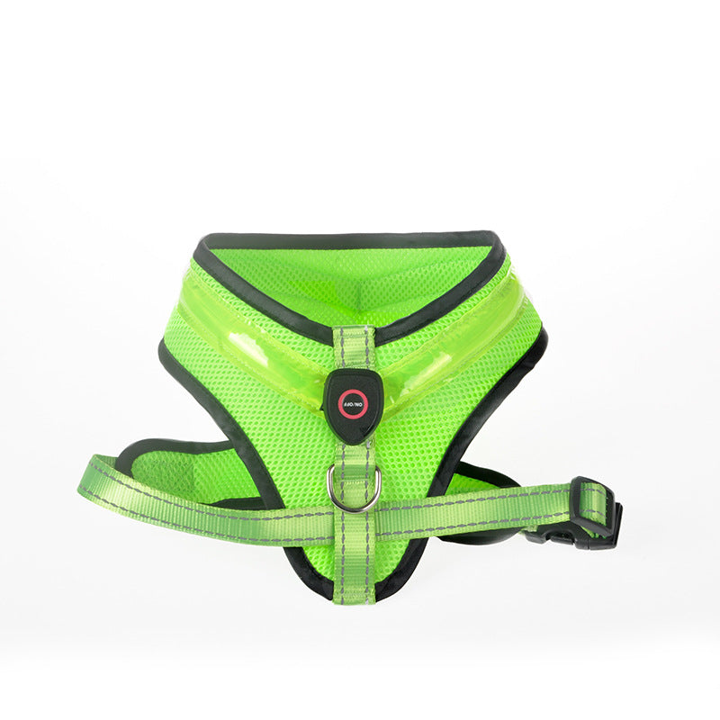 LED Luminous Safety Reflective Dog Harness - USB Rechargeable . Green
