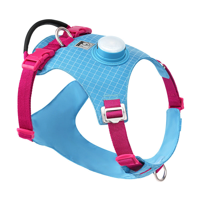 Dog Harness with LED Light and GPS Tracker Holder . Blue