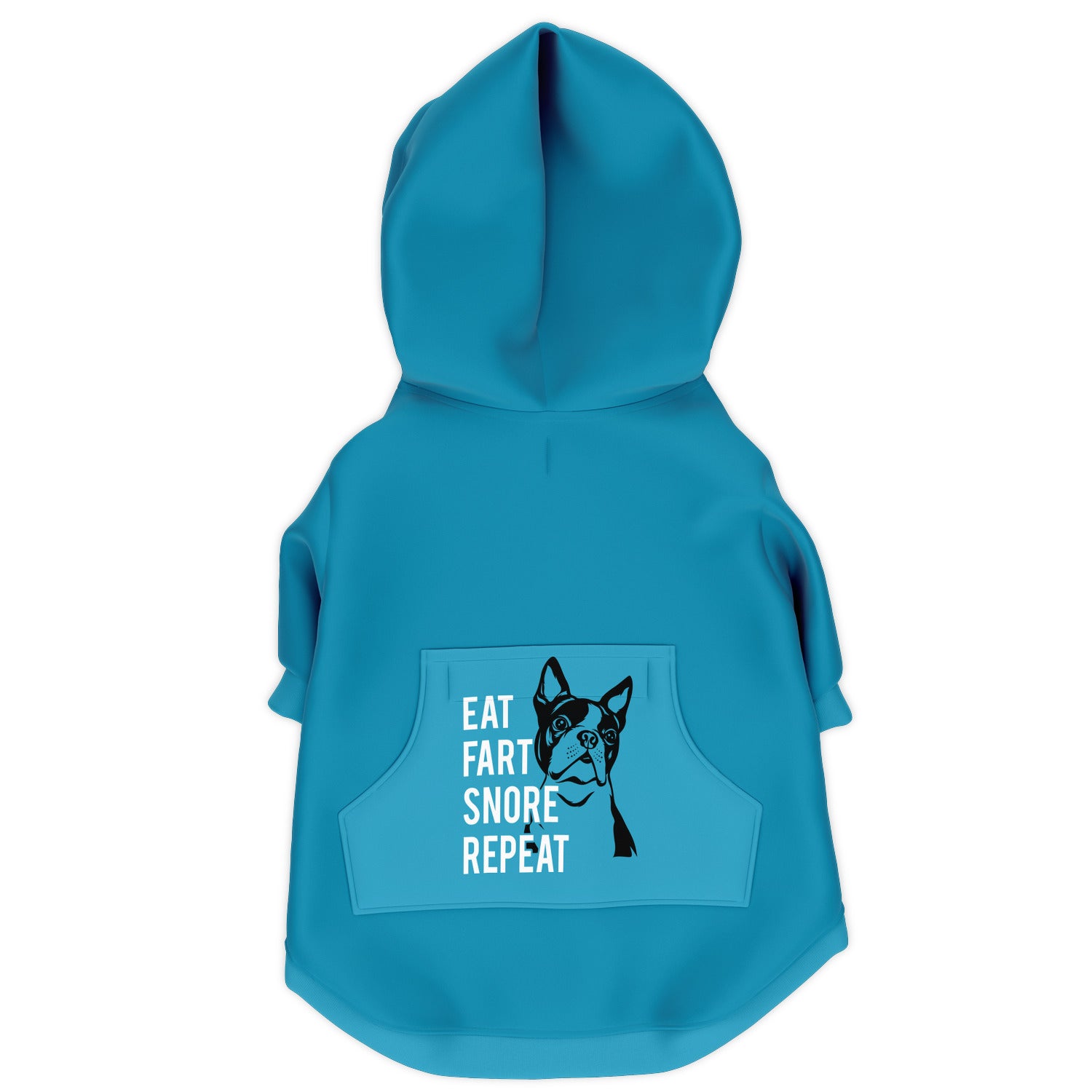 Dog Zip-Up Hoodie - Eat Fart Snore Repeat - Aqua
