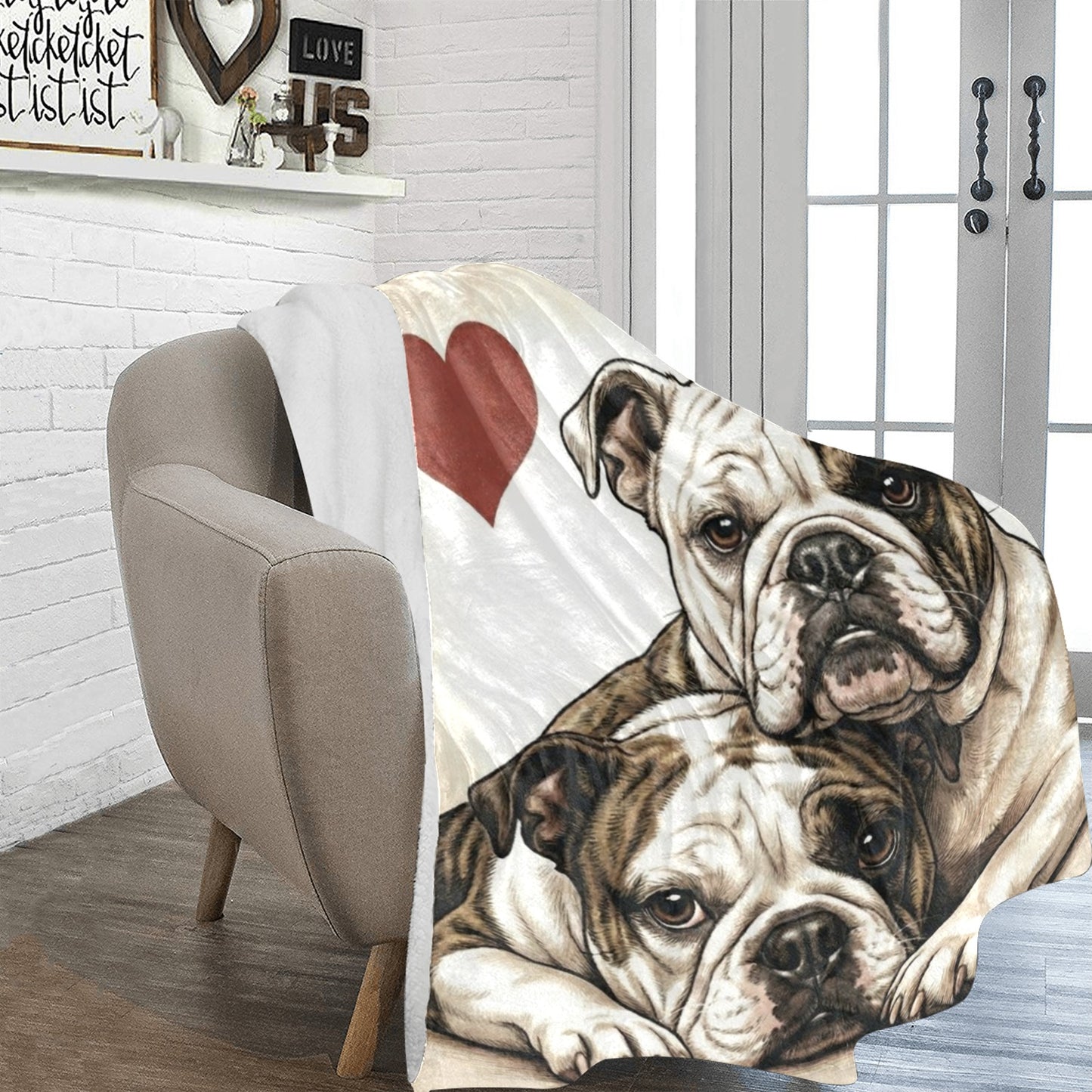 Two English Bulldogs Love Ultra-Soft Micro Fleece Blanket .