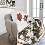 Two English Bulldogs Love Ultra-Soft Micro Fleece Blanket .