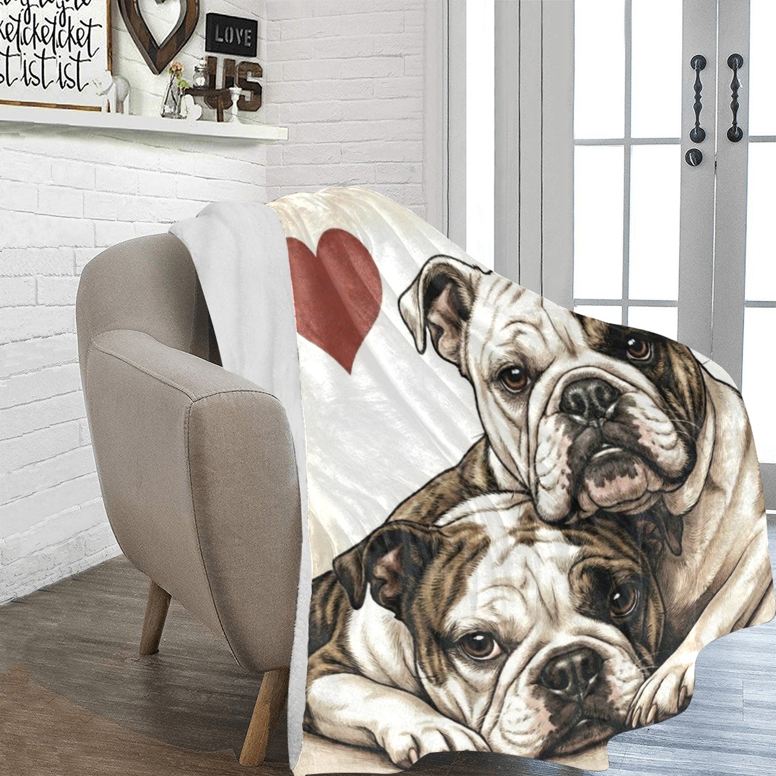 Two English Bulldogs Love Ultra-Soft Micro Fleece Blanket .