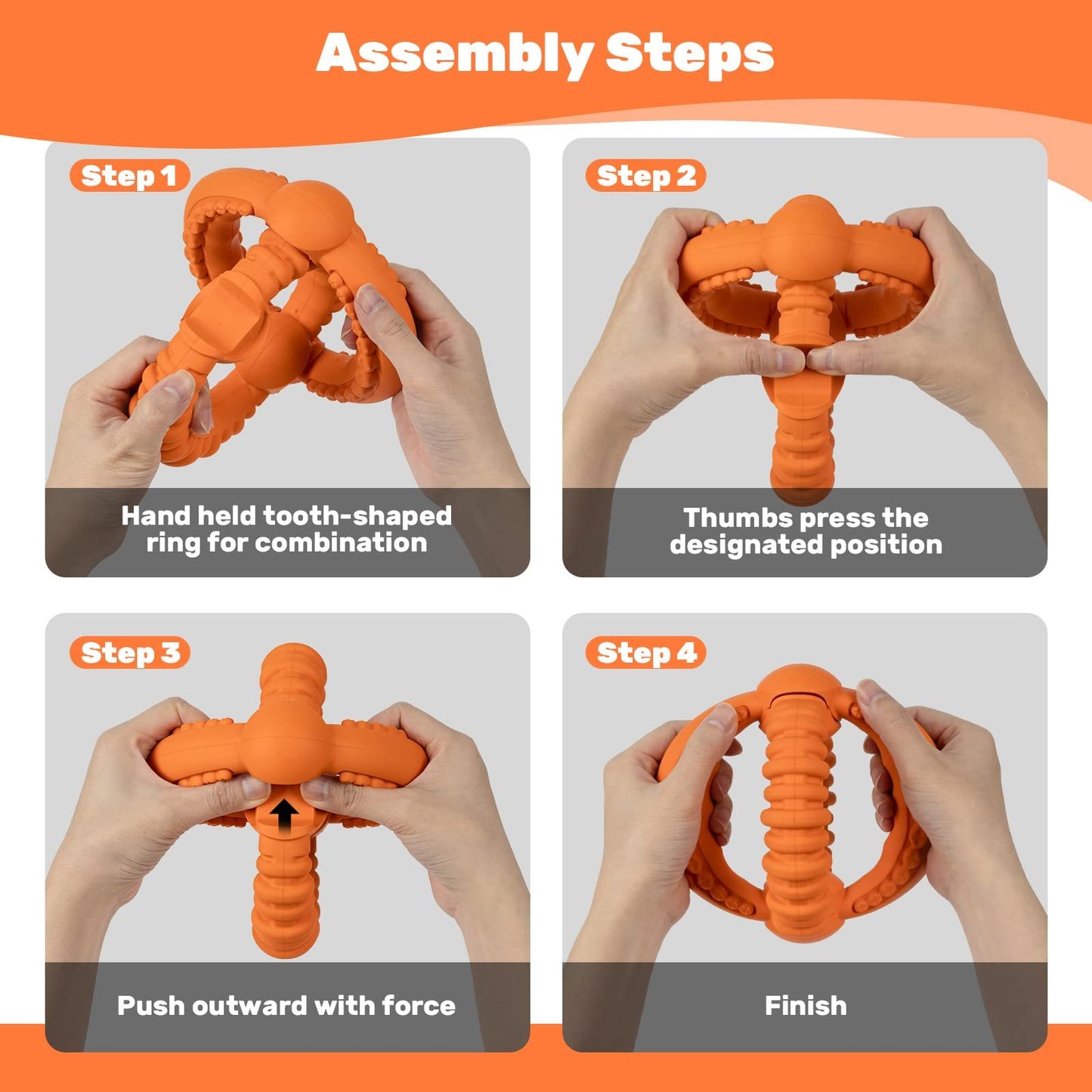 2 in 1 Durable Rings 100% Natural Orange Rubber Dog Toy