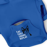 Dog Zip-Up Hoodie - Eat Fart Snore Repeat - Blue
