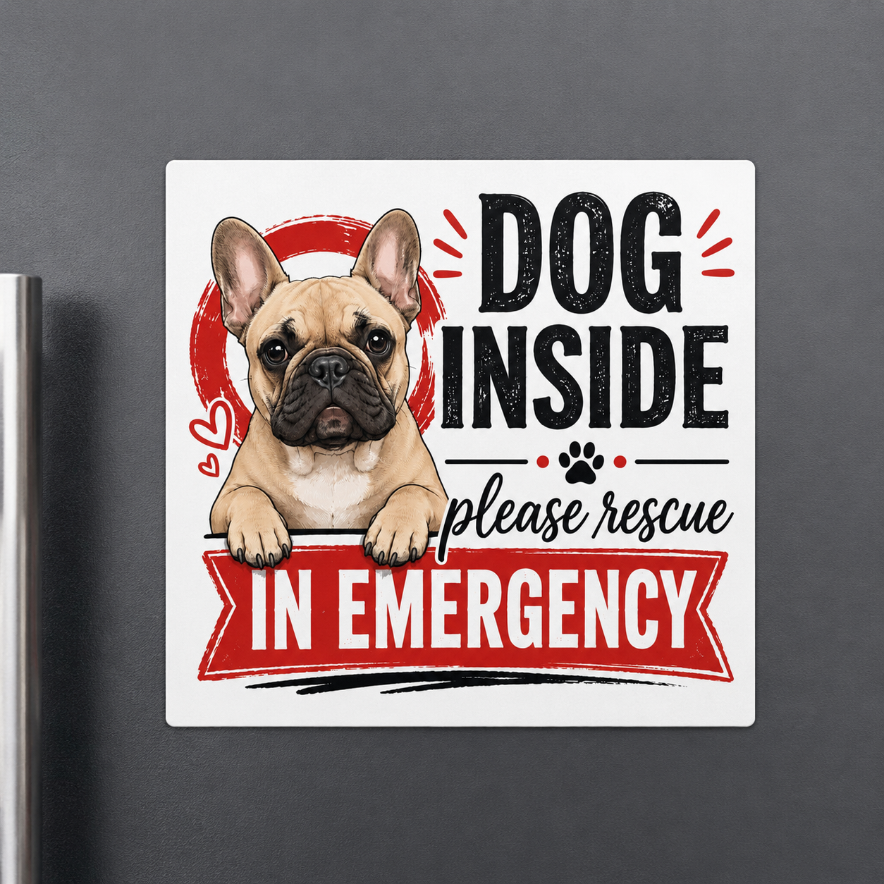 French Bulldog Inside Emergency Magnet – Rescue Alert Decal for Car & Home .