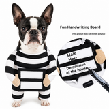 Funny Dog Prisoner Halloween Costume | Striped Jail Inmate Outfit for Small & Medium Dogs