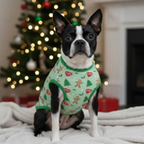 Gingerbread Man & Xmas Tree Dog Shirt - Green