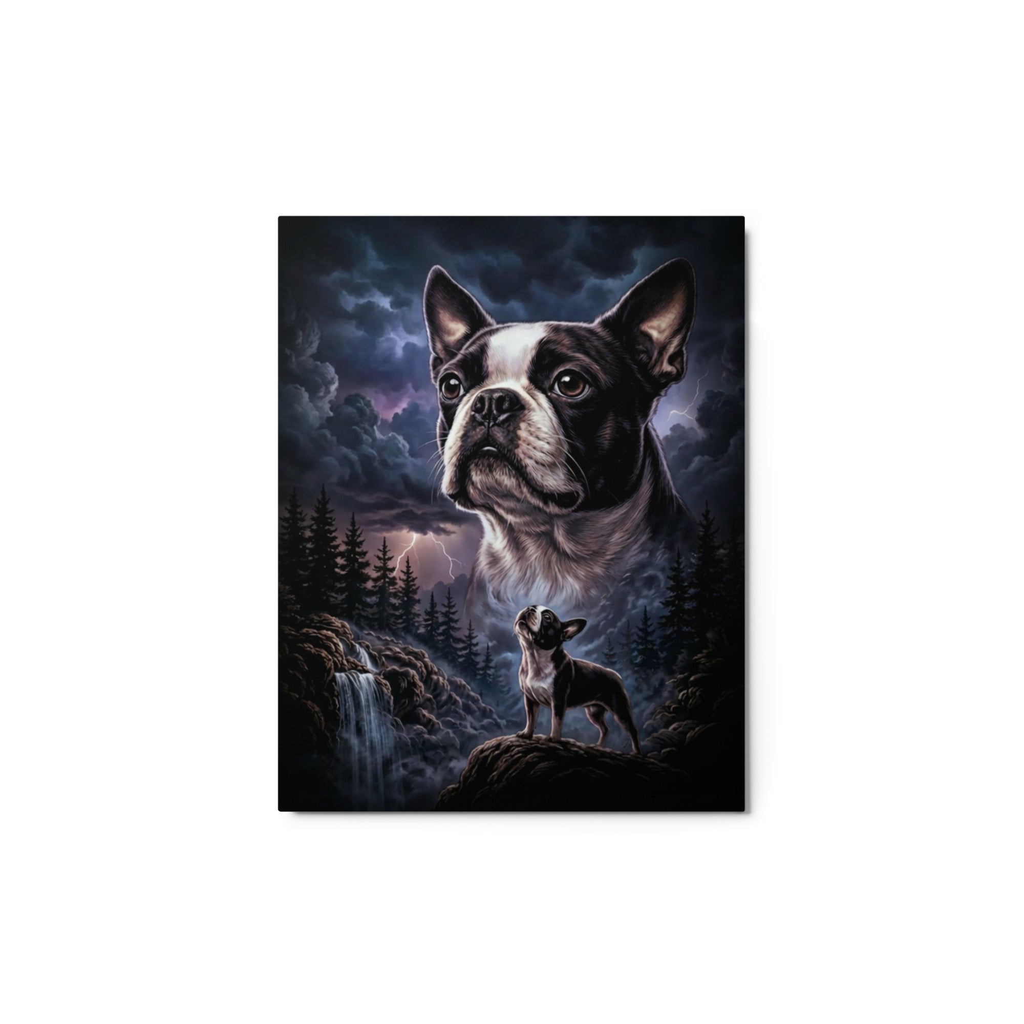 Storm Guardian – Majestic Boston Terrier Night Art Metal Prints . 11″×14″