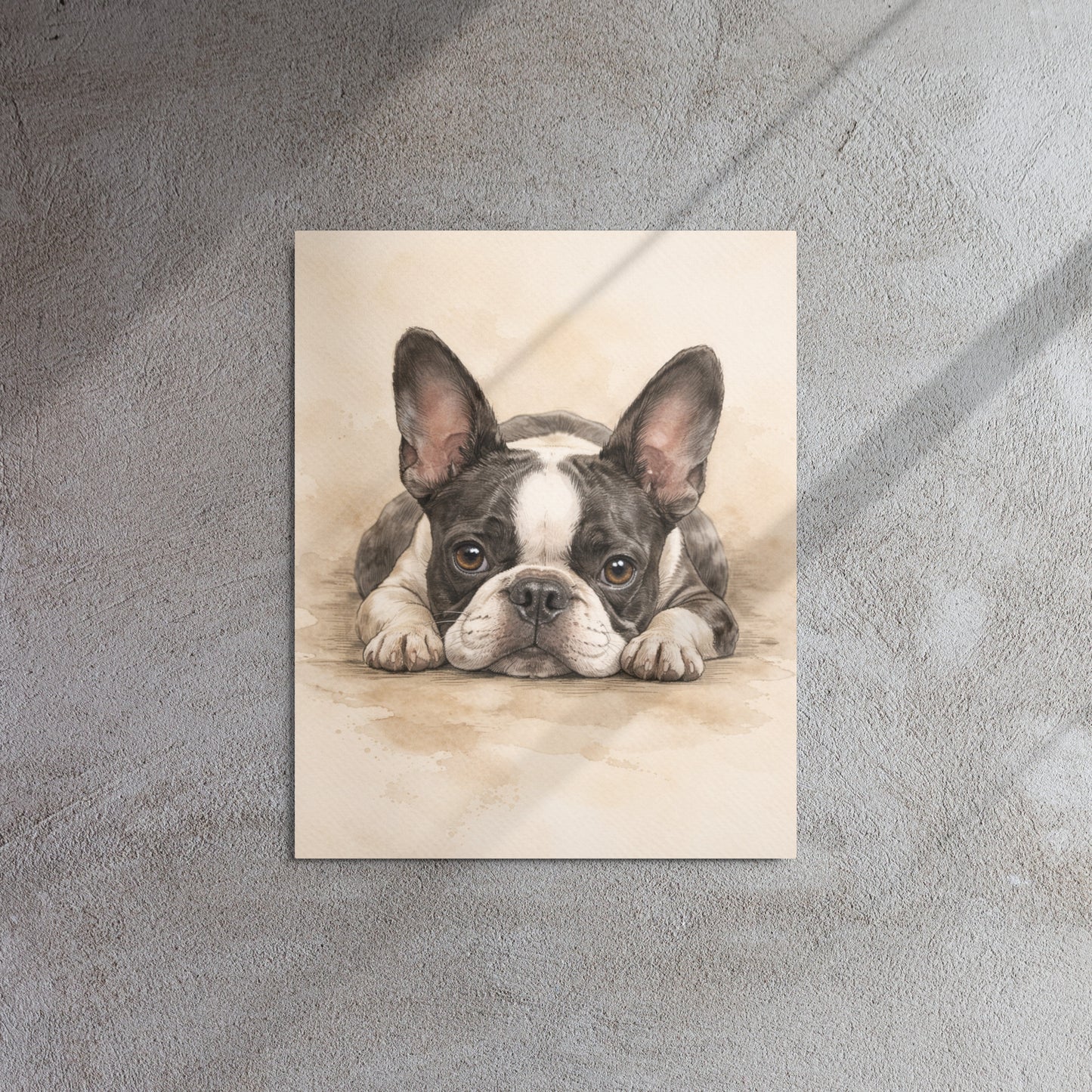 Watercolor Boston Terrier Dog Art Print Metal Prints .