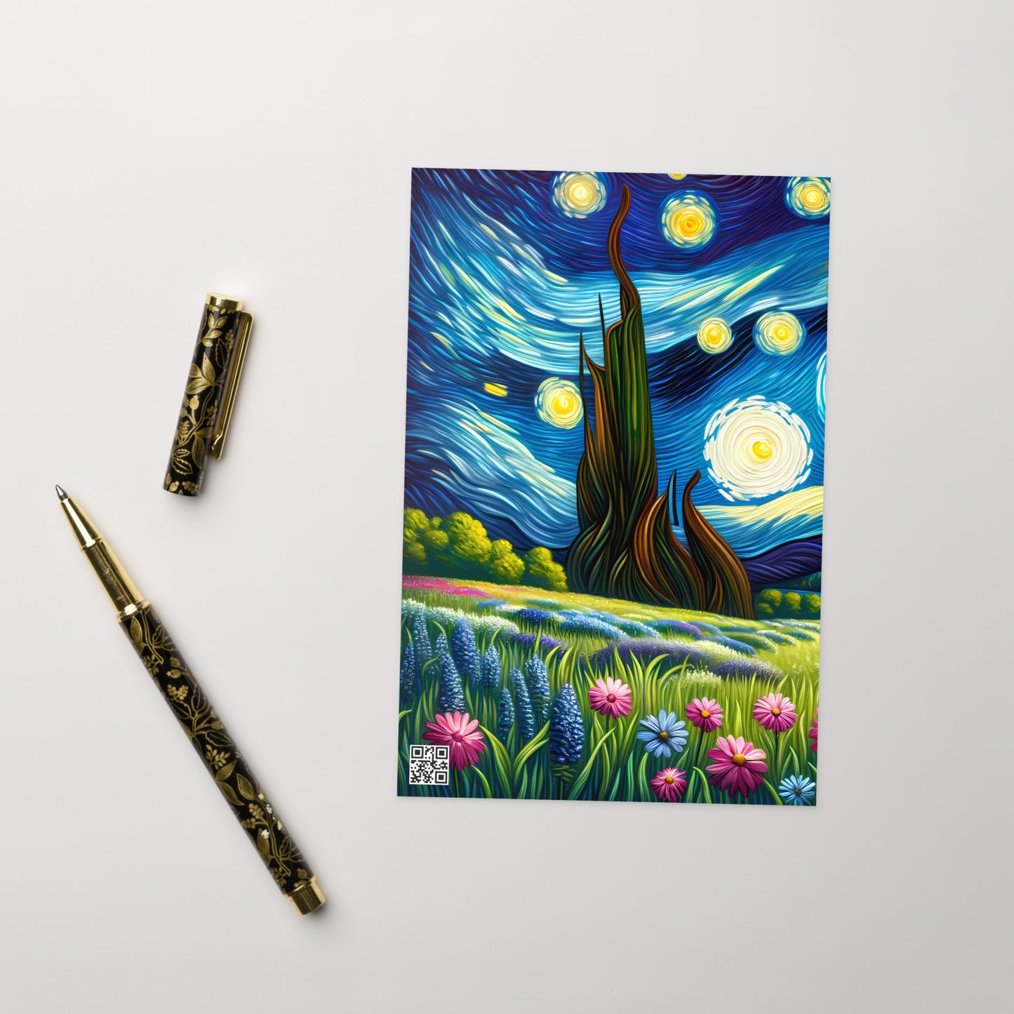 Starry Night - Boston Terrier Dog Greeting Card