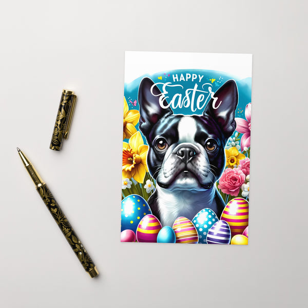 Happy Easter Boston Terrier Greeting Card