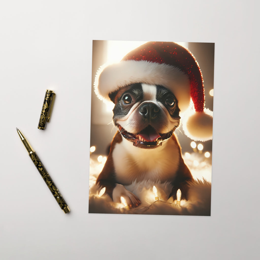 Festive Boston Terrier Dog Greeting Card