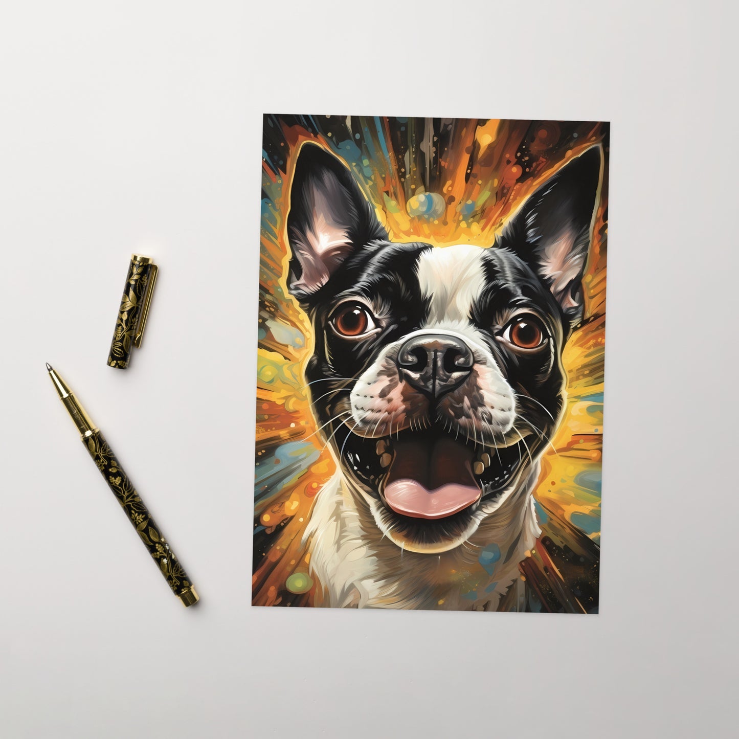 Zoomies Excitement Boston Terrier Dog Greeting Card
