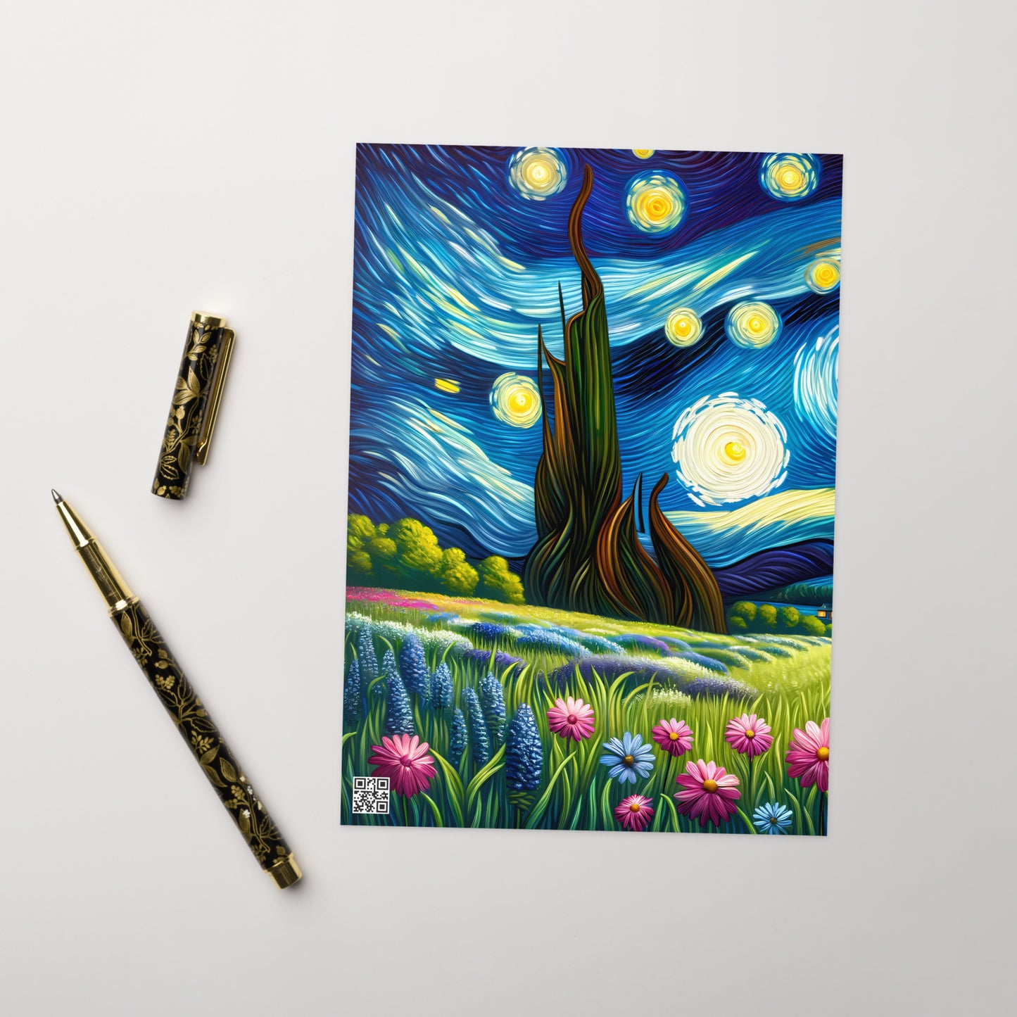 Starry Night - Boston Terrier Dog Greeting Card