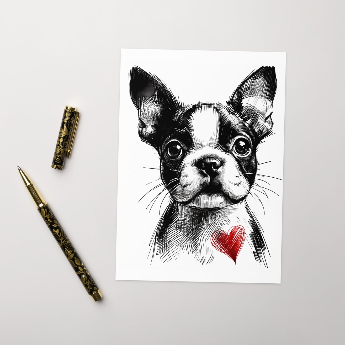 Boston Terrier Heart Greeting card