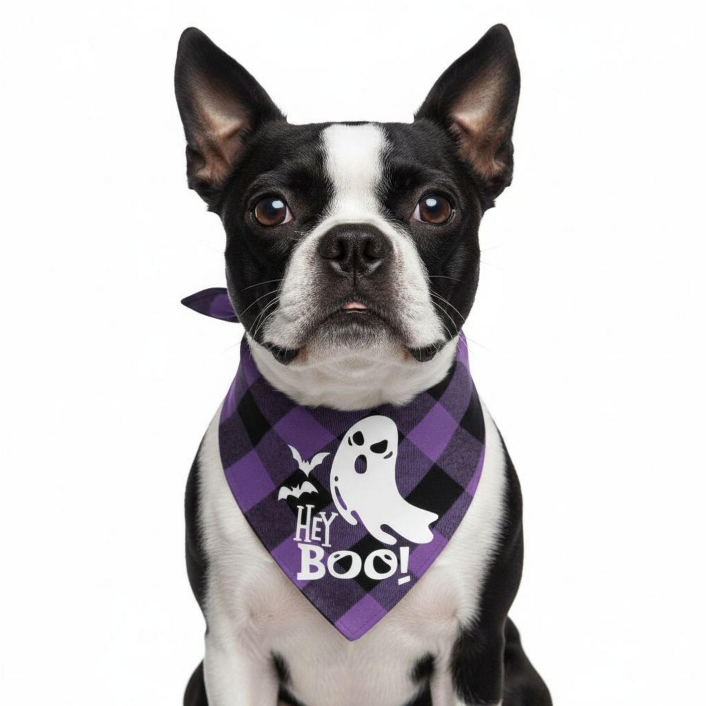 Halloween Luminous Dog Bandana Purple Plaid