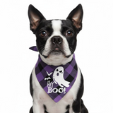 Halloween Luminous Dog Bandana Purple Plaid