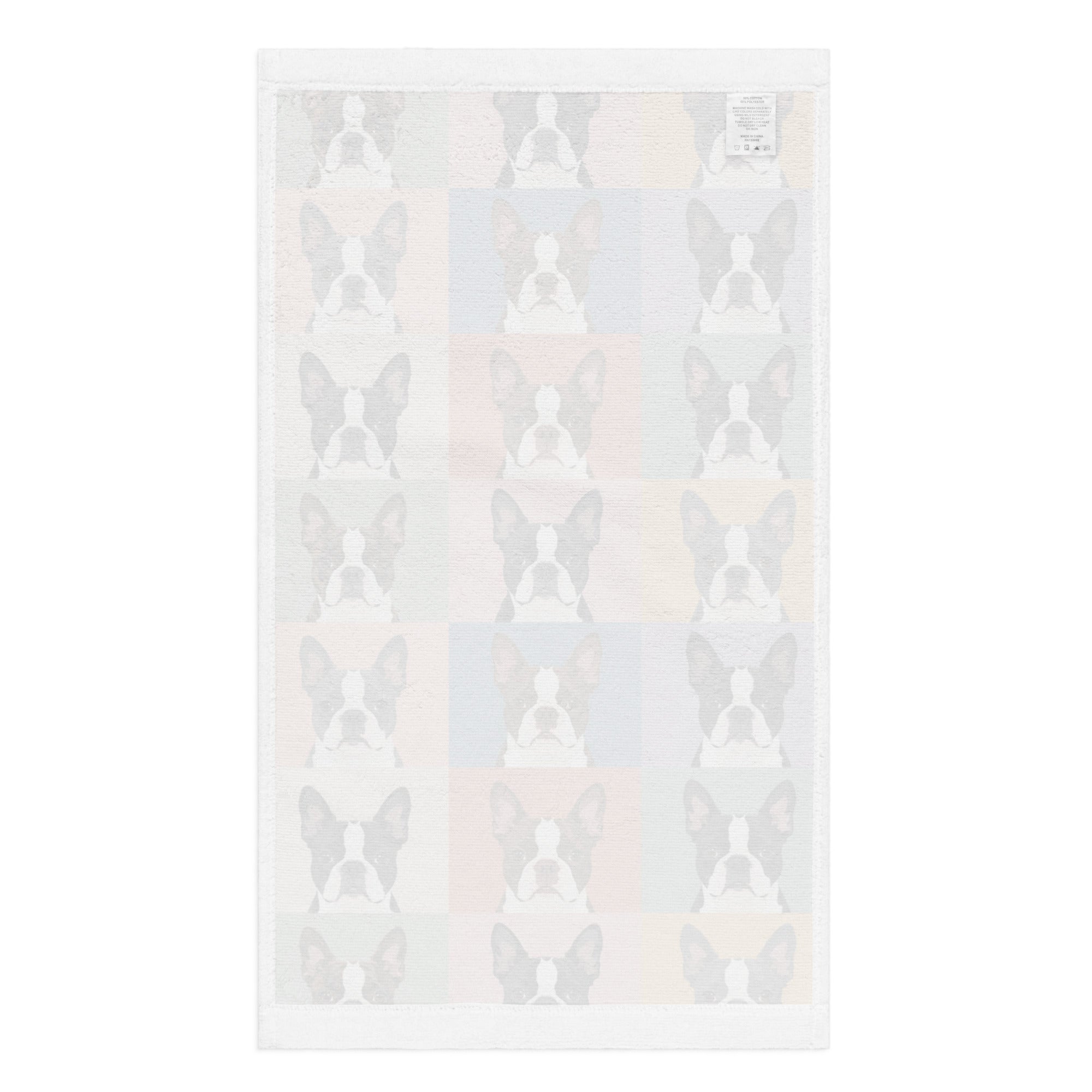 Pop Art Style Colored Boston Terriers Modern Tiles Pattern Hand Towel .