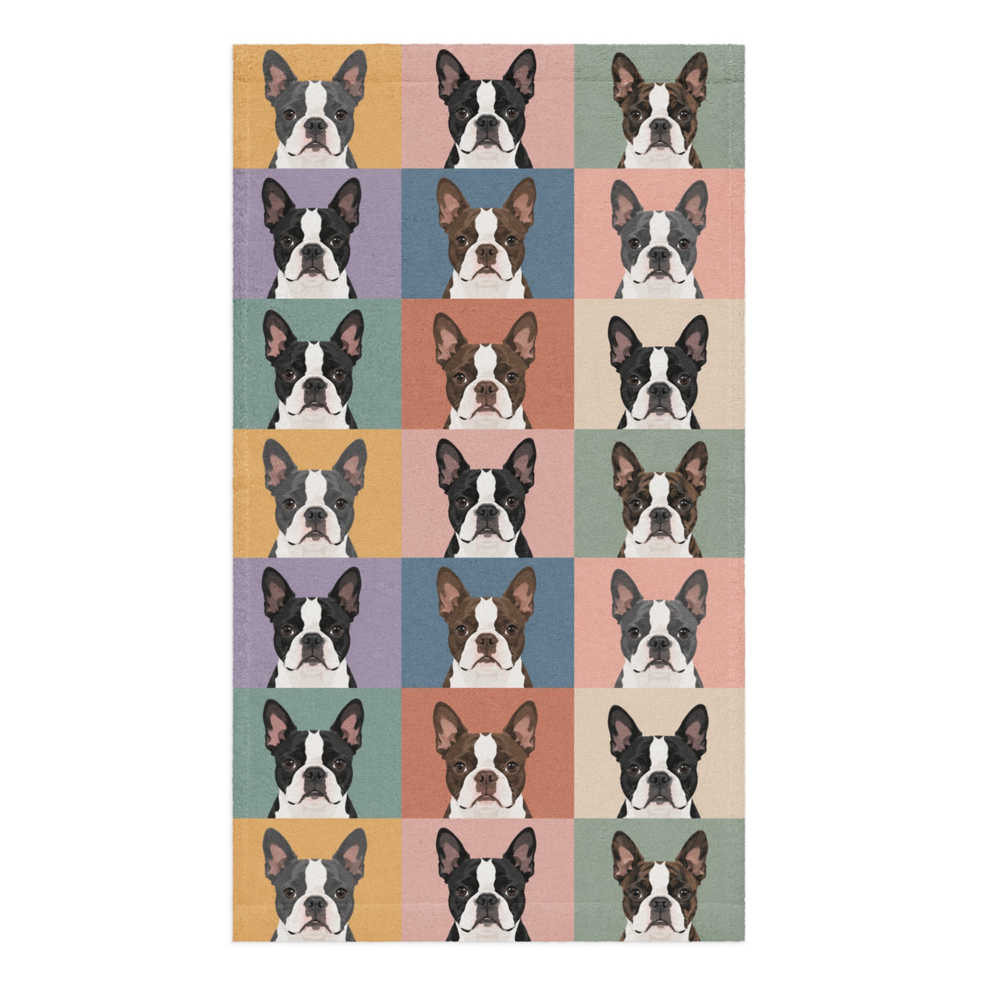 Pop Art Style Colored Boston Terriers Modern Tiles Pattern Hand Towel . Default Title
